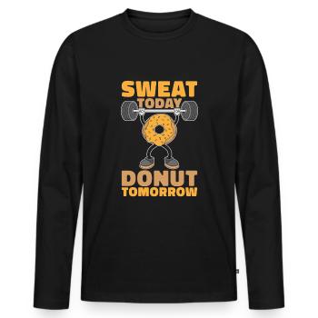 Donut Fitness Donut Gym - T-shirt manches longues Premium bio Homme - noir - Devant - Nico (187cm)