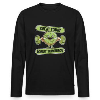 Donut Fitness Donut Gym - T-shirt manches longues Premium bio Homme - noir - Devant - Nico (187cm)