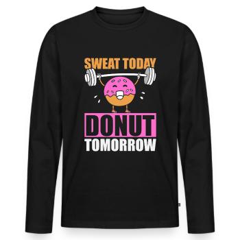 Donut Fitness Donut Gym - T-shirt manches longues Premium bio Homme - noir - Devant - Nico (187cm)