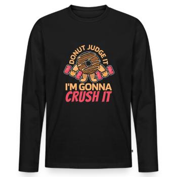 Donut Fitness Donut Gym - T-shirt manches longues Premium bio Homme - noir - Devant - Nico (187cm)