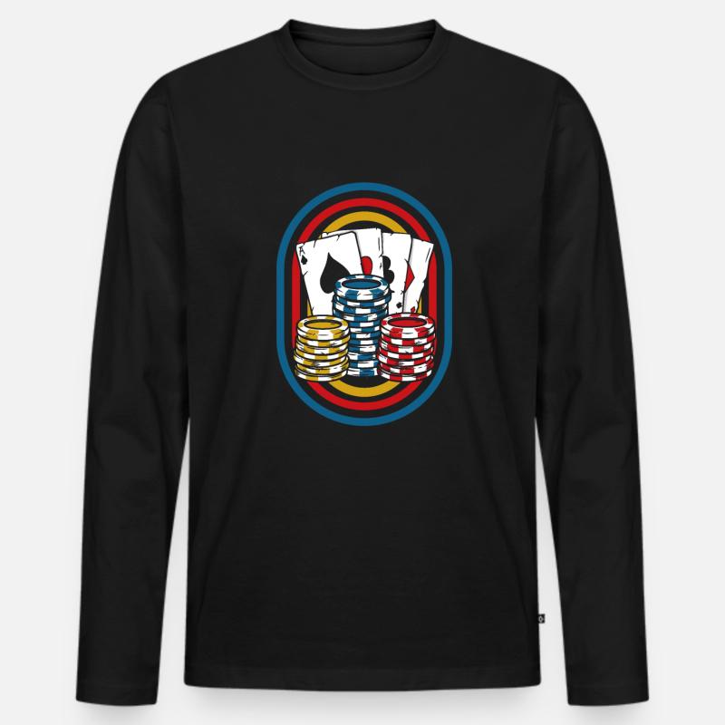 Poker - Männer Premium Bio Langarmshirt - Schwarz
