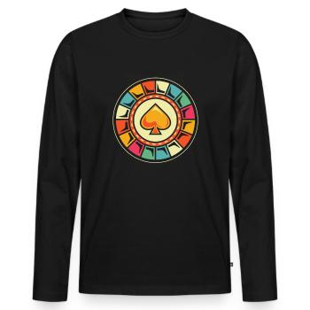 Poker - Männer Premium Bio Langarmshirt - Schwarz - Vorne - Nico (187cm)