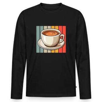 Coffee Cafe - Men's Premium Organic Long Sleeve Shirt - black - Front - Nico (187cm)