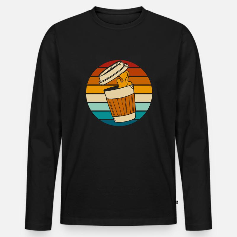 Kaffee Cafe - Männer Premium Bio Langarmshirt - Schwarz