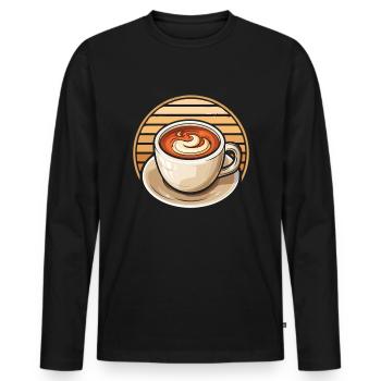 Coffee Cafe - Men's Premium Organic Long Sleeve Shirt - black - Front - Nico (187cm)