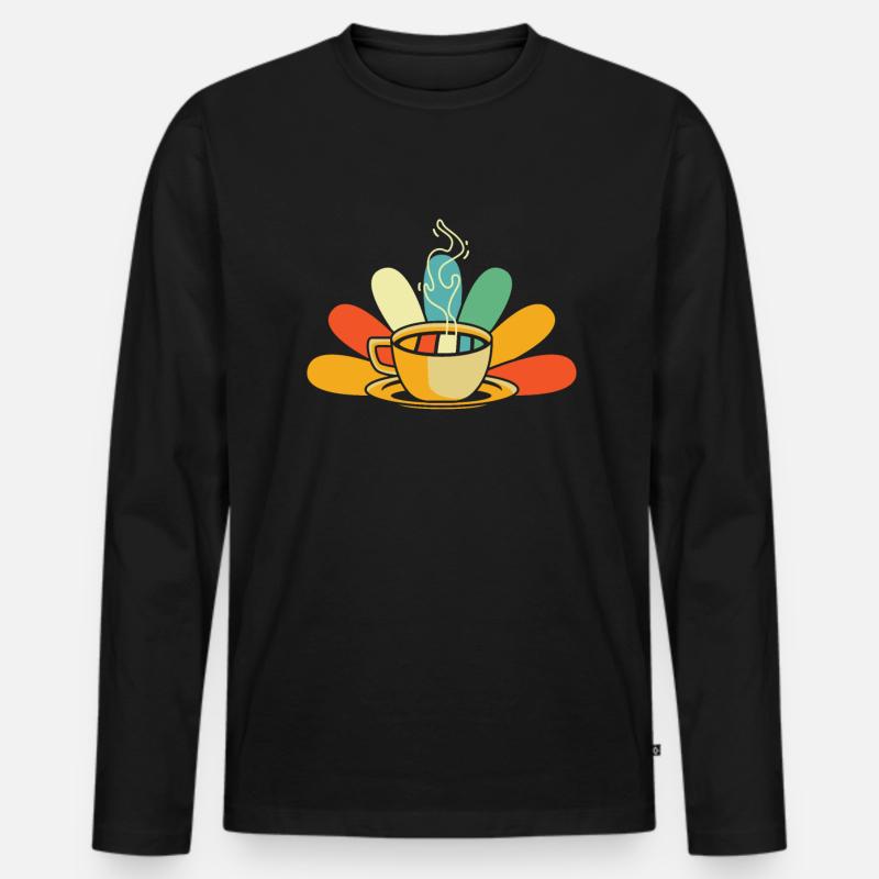 Kaffee Cafe - Männer Premium Bio Langarmshirt - Schwarz