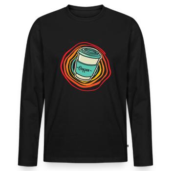 Coffee Cafe - Men's Premium Organic Long Sleeve Shirt - black - Front - Nico (187cm)