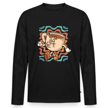 Coffee Cafe - Men's Premium Organic Long Sleeve Shirt - black - Front - Nico (187cm)
