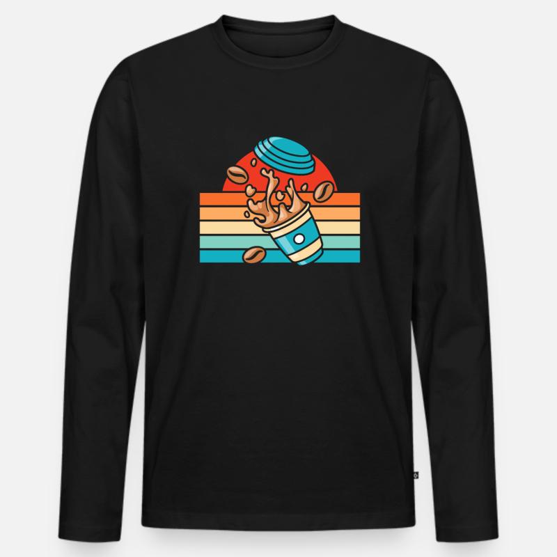 Kaffee Cafe - Männer Premium Bio Langarmshirt - Schwarz