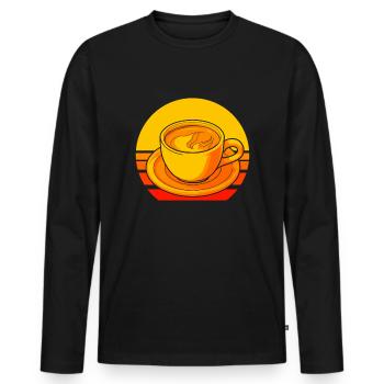 Coffee Cafe - Men's Premium Organic Long Sleeve Shirt - black - Front - Nico (187cm)