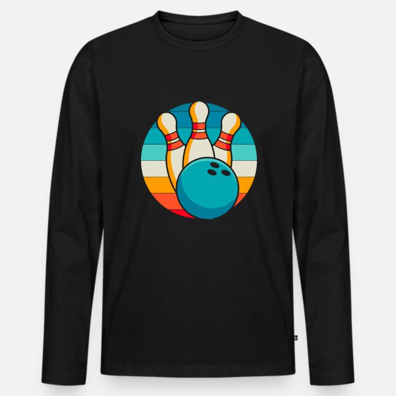 Bowling Bowlen Bowler - Männer Premium Bio Langarmshirt - Schwarz
