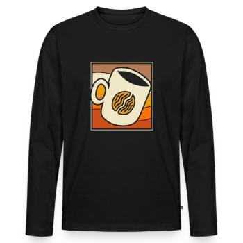 Coffee Cafe - Men's Premium Organic Long Sleeve Shirt - black - Front - Nico (187cm)