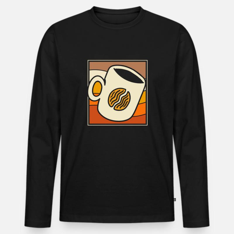 Kaffee Cafe - Männer Premium Bio Langarmshirt - Schwarz