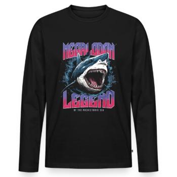 Megalodon - Shark - Legend of the Primeval Seas - Men's Premium Organic Long Sleeve Shirt - black - Front - Nico (187cm)