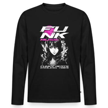 Funk Music - Men's Premium Organic Long Sleeve Shirt - black - Front - Nico (187cm)