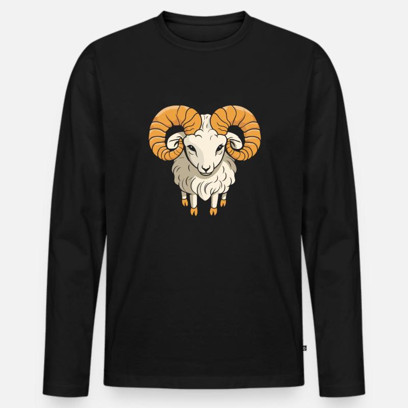 Widder Kawaii - Männer Premium Bio Langarmshirt - Schwarz