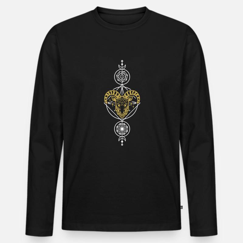 Widder Geometrisch - Männer Premium Bio Langarmshirt - Schwarz