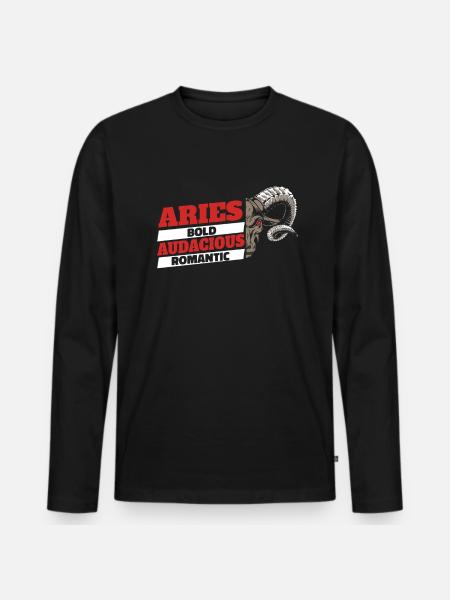 Aries Zodiac Signs Features - Men's Premium Organic Long Sleeve Shirt - black