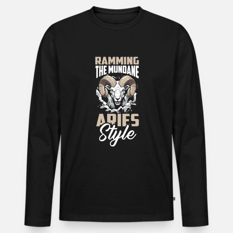 Widder - Männer Premium Bio Langarmshirt - Schwarz