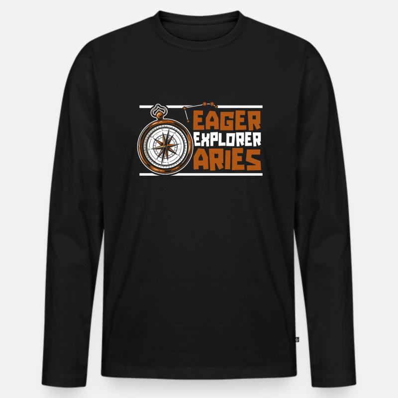 Widder Abenteuer - Männer Premium Bio Langarmshirt - Schwarz