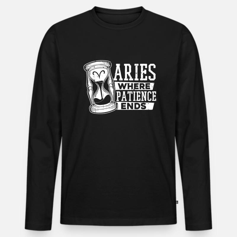 Widder Astrologie - Männer Premium Bio Langarmshirt - Schwarz