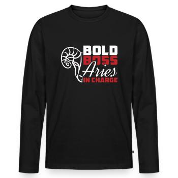 Widder Astrologie - Männer Premium Bio Langarmshirt - Schwarz - Vorne - Nico (187cm)