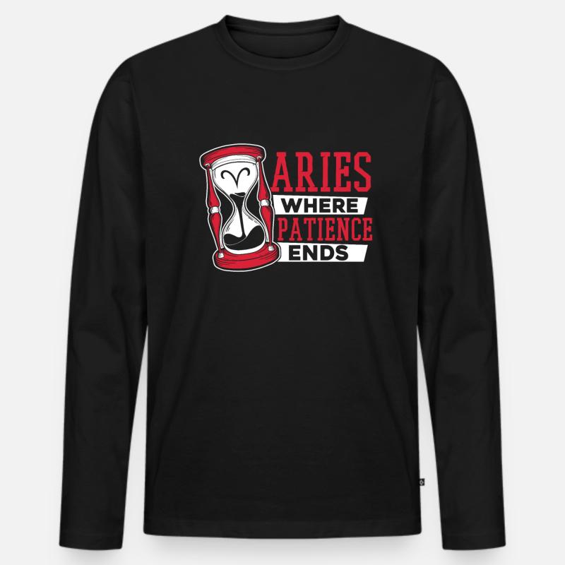 Widder Astrologie - Männer Premium Bio Langarmshirt - Schwarz