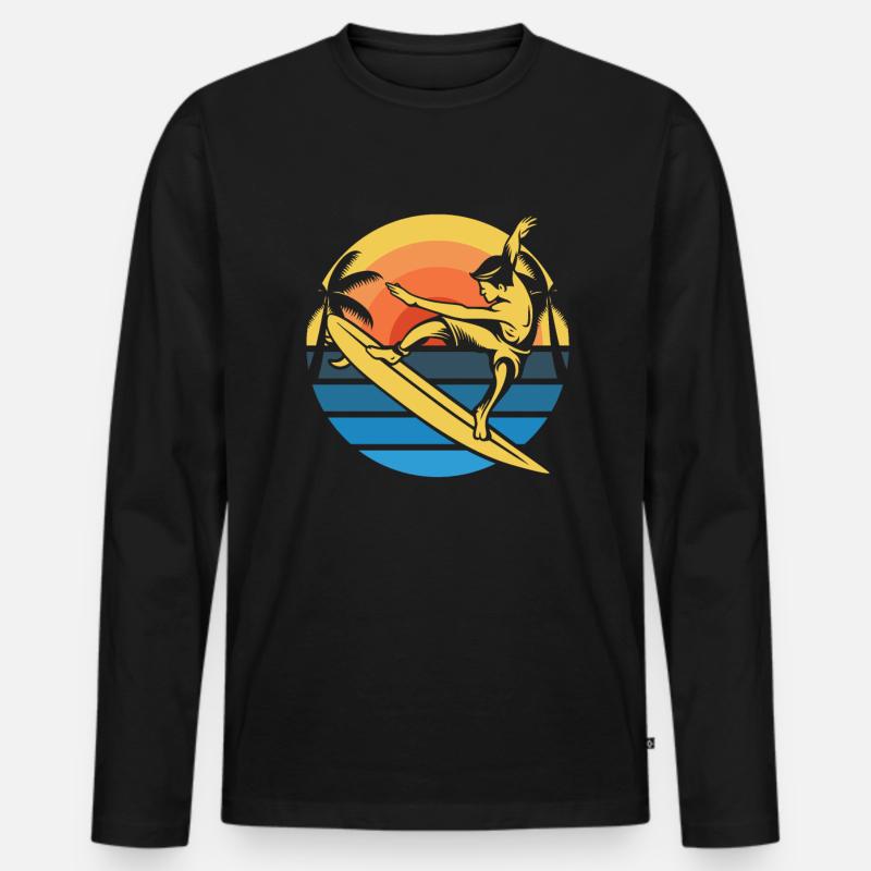 Surfer Surfen - Männer Premium Bio Langarmshirt - Schwarz