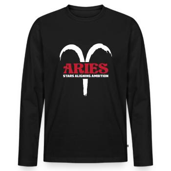 Widder Astrologie - Männer Premium Bio Langarmshirt - Schwarz - Vorne - Nico (187cm)
