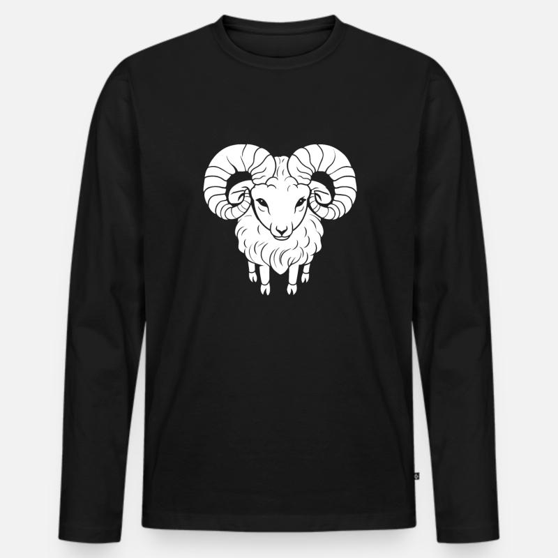 Widder Kawaii - Männer Premium Bio Langarmshirt - Schwarz