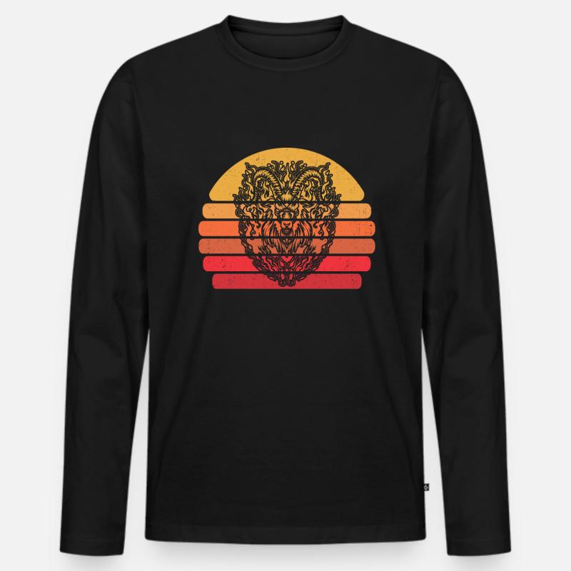 Widder Geometrisch - Männer Premium Bio Langarmshirt - Schwarz