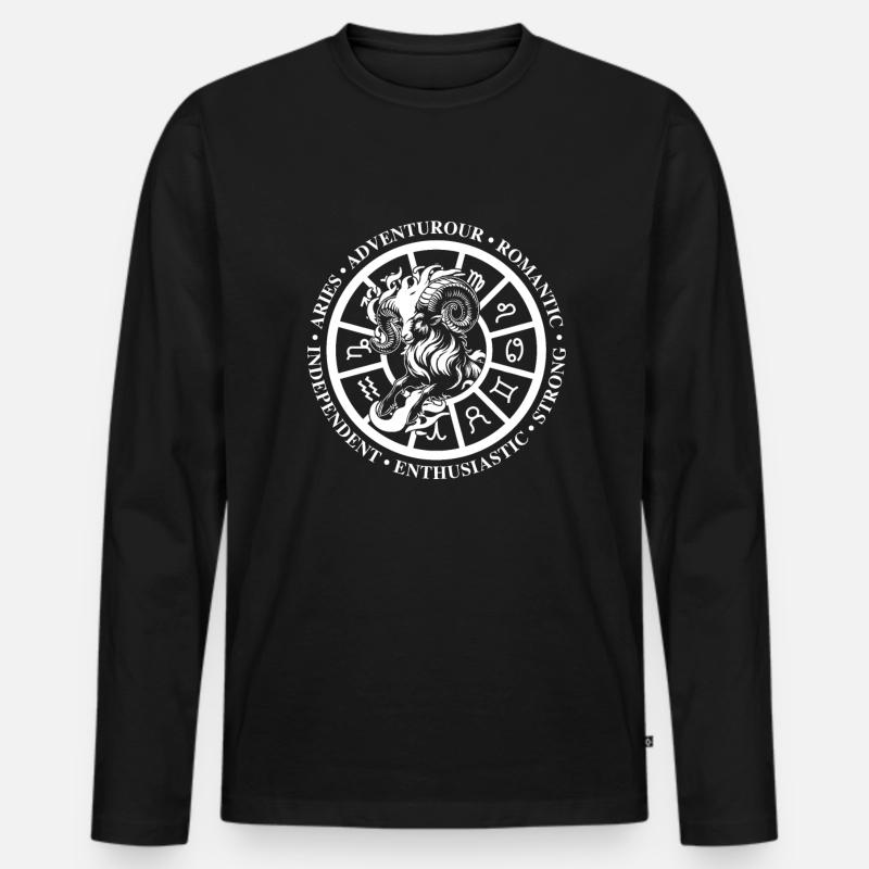 Widder Sternzeichenmerkmale - Männer Premium Bio Langarmshirt - Schwarz