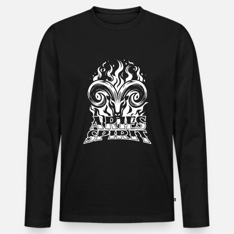 Widder Feuergeist - Männer Premium Bio Langarmshirt - Schwarz