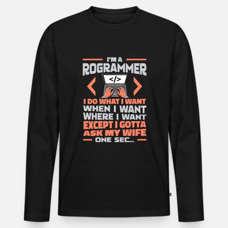 Developer, Coder, Programmer - Men's Premium Organic Long Sleeve Shirt - black