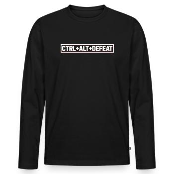 Gamer Gaming Raccourcis clavier Ctrl Alt Défaite - T-shirt manches longues Premium bio Homme - noir - Devant - Nico (187cm)