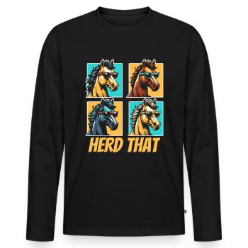 Pferd Reitsport - Männer Premium Bio Langarmshirt - Schwarz - Vorne - Nico (187cm)