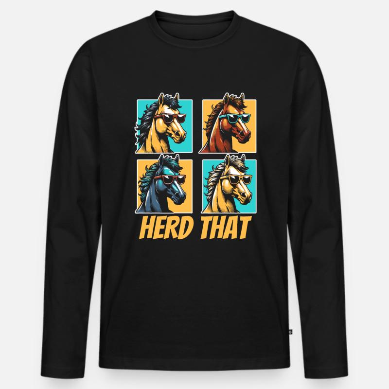 Pferd Reitsport - Männer Premium Bio Langarmshirt - Schwarz