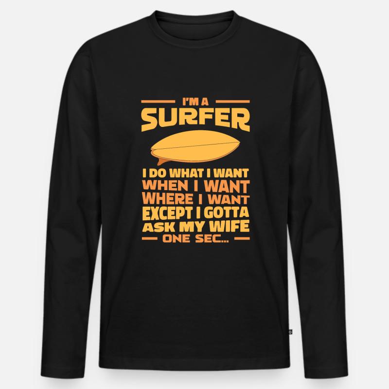 Surfer Surfen - Männer Premium Bio Langarmshirt - Schwarz