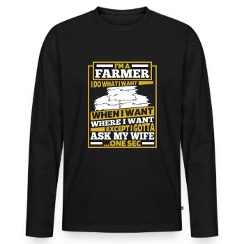 Farmer Farmer - Men's Premium Organic Long Sleeve Shirt - black - Front - Nico (187cm)