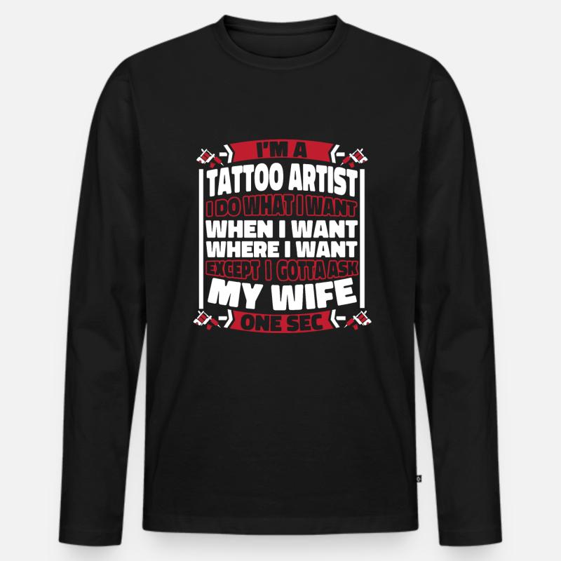 Tätowierer Tattoo - Männer Premium Bio Langarmshirt - Schwarz