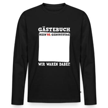 40th Birthday Guestbook for Fond Memories - Men's Premium Organic Long Sleeve Shirt - black - Front - Nico (187cm)