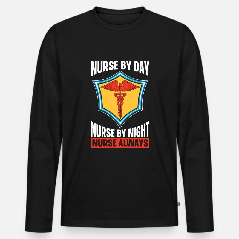 Krankenschwester Superheld - Männer Premium Bio Langarmshirt - Schwarz