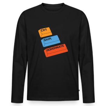 Gamer Gaming Raccourcis clavier Ctrl Alt Défaite - T-shirt manches longues Premium bio Homme - noir - Devant - Nico (187cm)