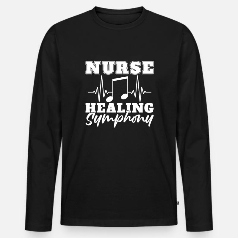 Krankenschwester Musik EKG - Männer Premium Bio Langarmshirt - Schwarz