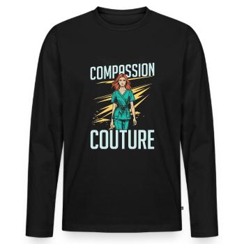 Krankenschwester Mode - Männer Premium Bio Langarmshirt - Schwarz - Vorne - Nico (187cm)