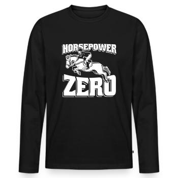 Pferd Reitsport - Männer Premium Bio Langarmshirt - Schwarz - Vorne - Nico (187cm)