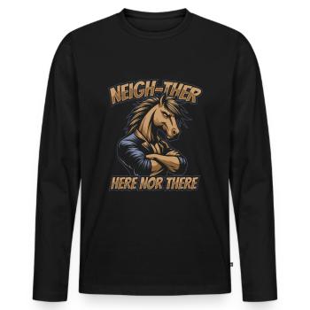 Pferd Reitsport - Männer Premium Bio Langarmshirt - Schwarz - Vorne - Nico (187cm)