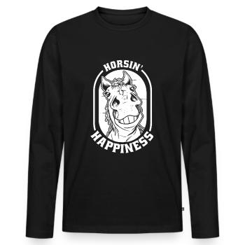 Sports équestres équestres à cheval - T-shirt manches longues Premium bio Homme - noir - Devant - Nico (187cm)