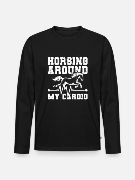 Horse Equestrian Ekg - Men's Premium Organic Long Sleeve Shirt - black