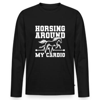 Électrocardiogramme équestre pour chevaux - T-shirt manches longues Premium bio Homme - noir - Devant - Nico (187cm)